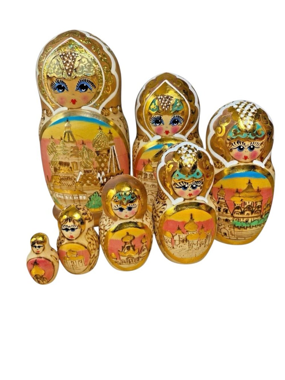 Russian Matryoshka Wooden Nesting Dolls Set of 7